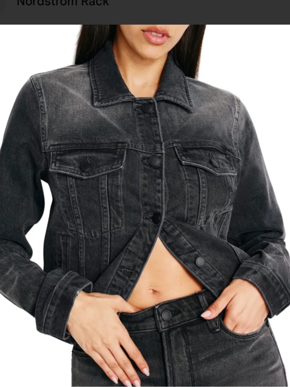 Good American Womens Washed Black Denim Jacket size M
